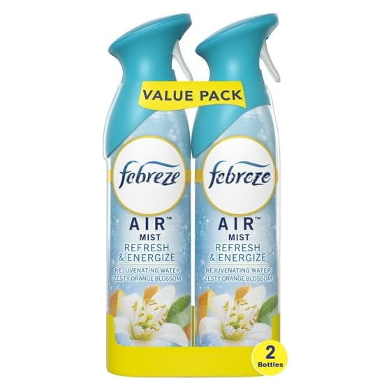 F'ebreze Odor-Fighting, Room Fresheners, Air Effects, Air Freshener Spray, Air Freshener Mist,8.8Ounce,2 Count (Pack of 1) (Zesty Orange Blossom)