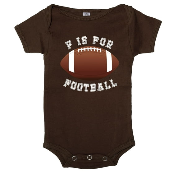 F is for Football Baby one-piece bodysuit Baby Football Romper, Graphic Baby Jumpers - Espresso CA165FOOTBALL S10 6-12