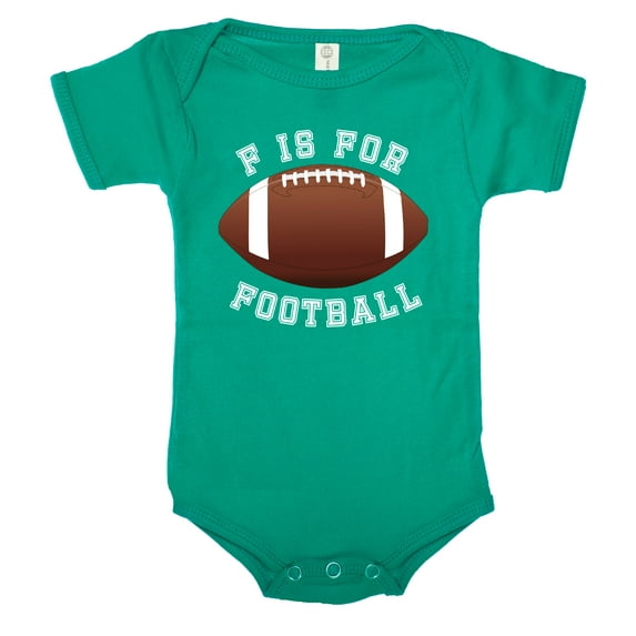 F is for Football Baby one-piece bodysuit Baby Football Romper, Graphic Baby Jumpers - Jade CA165FOOTBALL S10 6-12