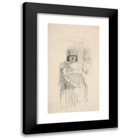 Félicien Rops 12x18 Black Modern Framed Museum Art Print Titled - Study of a Figure with Headress