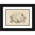 thumbnail image 1 of Félicien Rops 14x11 Black Ornate Wood Framed Double Matted Museum Art Print Titled: Putti Grouped Around a Rectangular Panel, 1 of 5