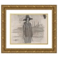 thumbnail image 1 of Félicien Rops 14x12 Gold Ornate Wood Frame and Double Matted Museum Art Print Titled - Shepherd, 1 of 4