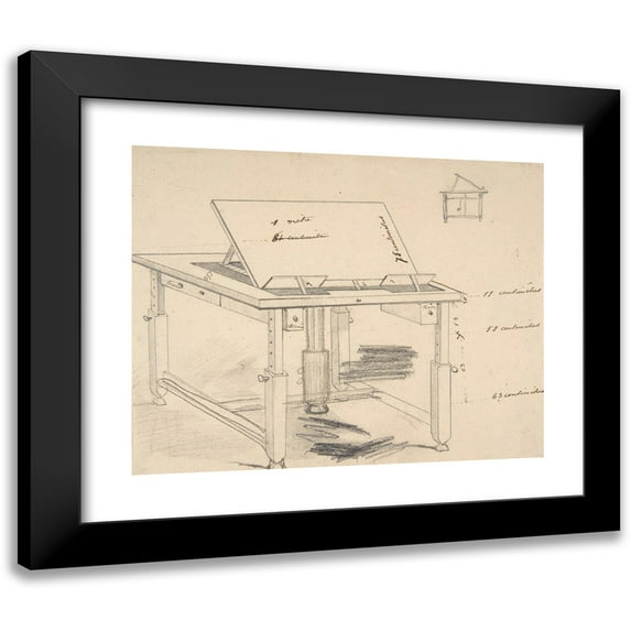 Félicien Rops 24x20 Black Modern Framed Museum Art Print Titled - Project for a Work Table