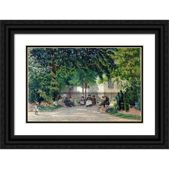 Félix Brard 14x11 Black Ornate Wood Framed Double Matted Museum Art Print Titled: Tricotuses at the Square of the Town Hall 14th Arrondissement in May 1918 (1918)