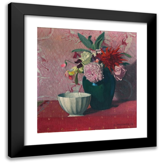 Félix Vallotton 12x13 Black Modern Framed Museum Art Print Titled - Green Vase and White Bowl (1919)