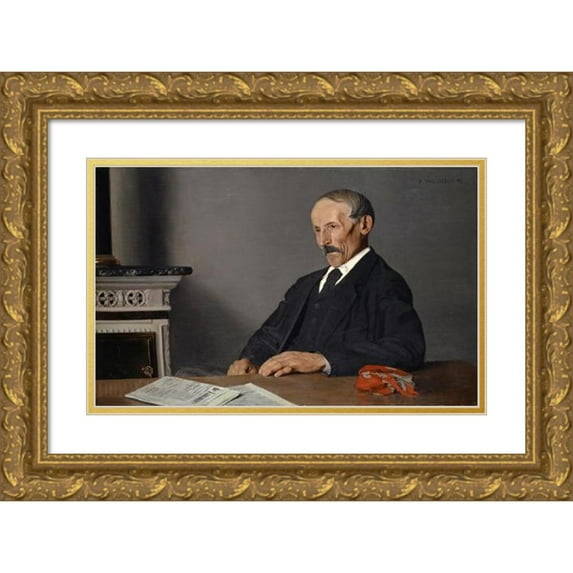 Félix Vallotton 14x11 Gold Ornate Wood Frame and Double Matted Museum Art Print Titled - The Old Concierge (1893)