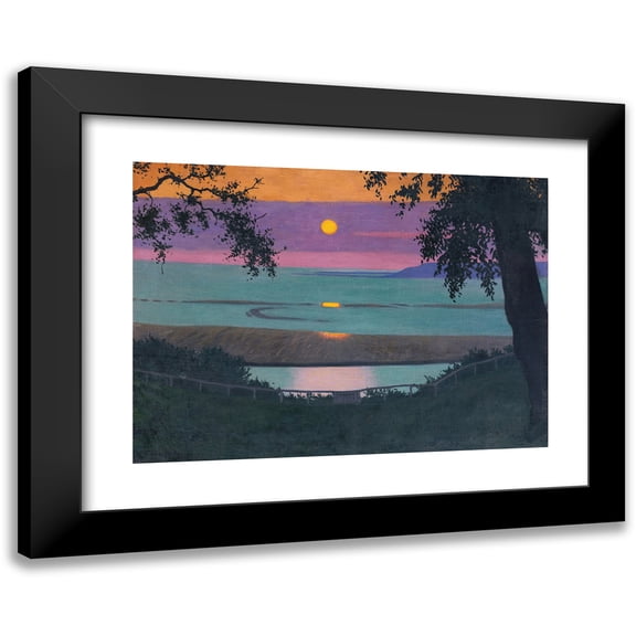 Félix Vallotton 18x14 Black Modern Framed Museum Art Print Titled - Sunset at Grace, Orange and Violet Sky (1918)