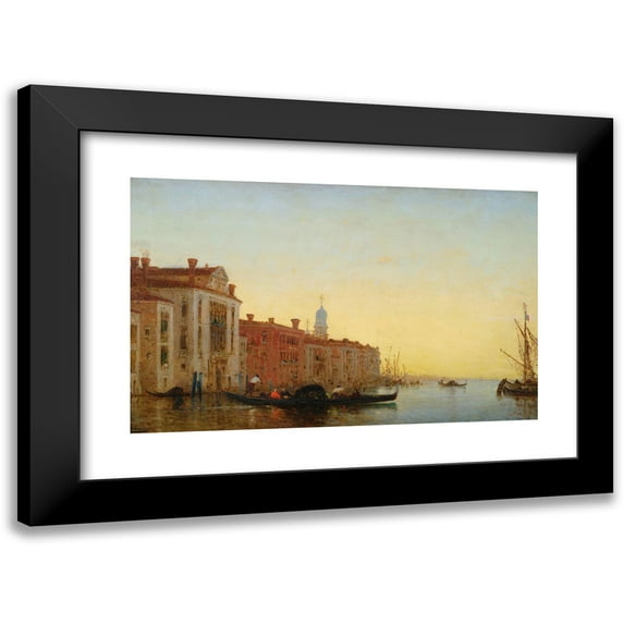 Félix Ziem 14x11 Black Modern Framed Museum Art Print Titled - Gondole Crossing the Entrance to the Grand Canal