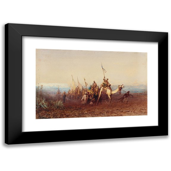 Félix Ziem 14x11 Black Modern Framed Museum Art Print Titled - Towards Cairo, the Caravan