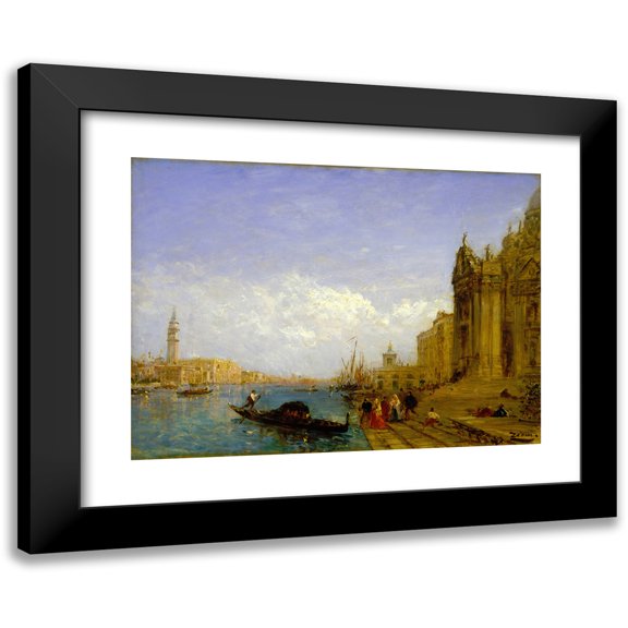 Félix Ziem 14x11 Black Modern Framed Museum Art Print Titled - Venetian Scene (Late 19th-Early 20th Century)