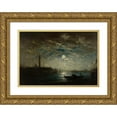 thumbnail image 1 of Félix Ziem 14x11 Gold Ornate Wood Frame and Double Matted Museum Art Print Titled - Venice and Campanile in the Moonlight (1870-1890), 1 of 4