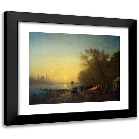 Félix Ziem 14x12 Black Modern Framed Museum Art Print Titled - Constantinople, the Rest of the Sultana