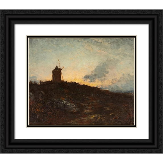 Félix Ziem 14x12 Black Ornate Wood Framed Double Matted Museum Art Print Titled: Le Moulin (Surroundings of Martigues) (1890)