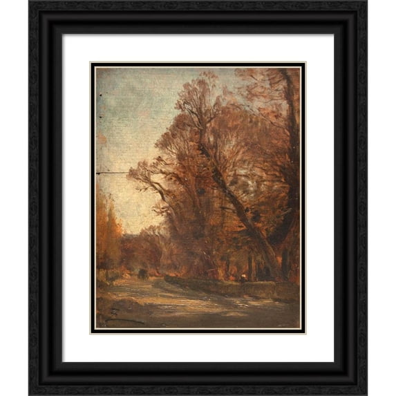 Félix Ziem 15x18 Black Ornate Wood Framed Double Matted Museum Art Print Titled - The Road (1850-1860)