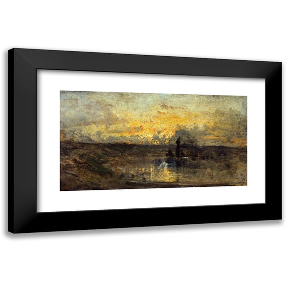 Félix Ziem 18x11 Black Modern Framed Museum Art Print Titled - River Turning Point (1850-1860)