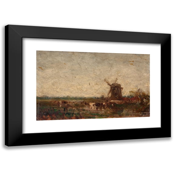 Félix Ziem 18x13 Black Modern Framed Museum Art Print Titled - Hollande, Le Moulin (1853)