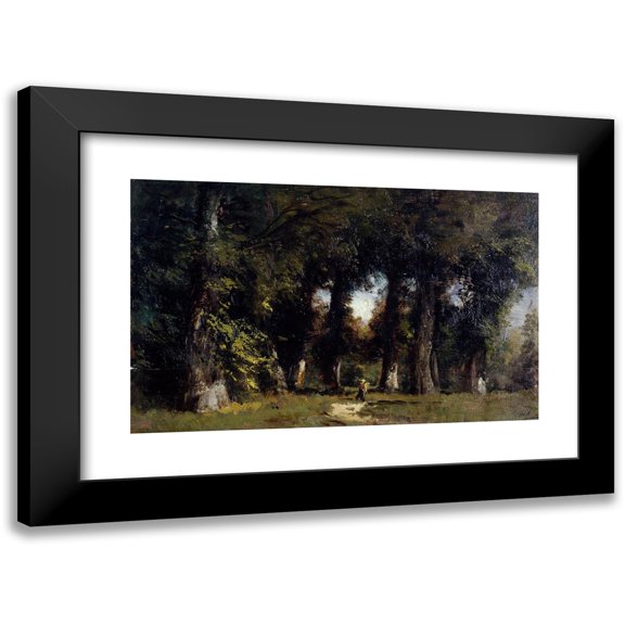 Félix Ziem 24x16 Black Modern Framed Museum Art Print Titled - Forest Edge (1850-1860)