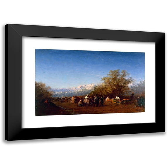 Félix Ziem 24x16 Black Modern Framed Museum Art Print Titled - Market in Fez (1887)
