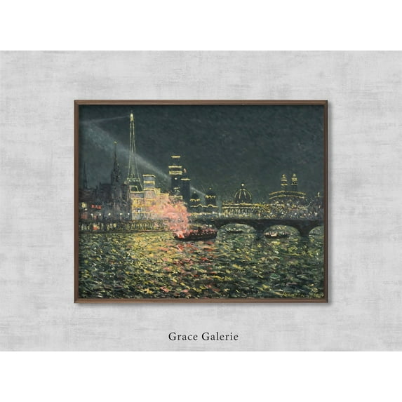 Féérie Nocturne Exposition Universelle Paris 1900, Vintage, Antique Wall Deco, Home Decor #2226, 8x12 UNFRAMED