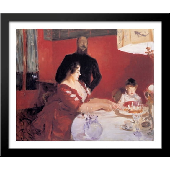 Fte Familiale: The Birthday Party 34x28 Large Black Wood Framed Print Art by John Singer Sargent