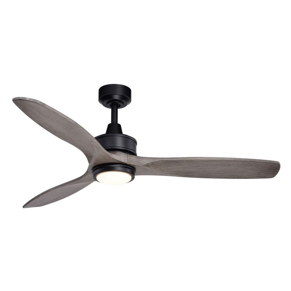 Black and Washed Gray 52'' Ceiling Fan with LED Light and Remote