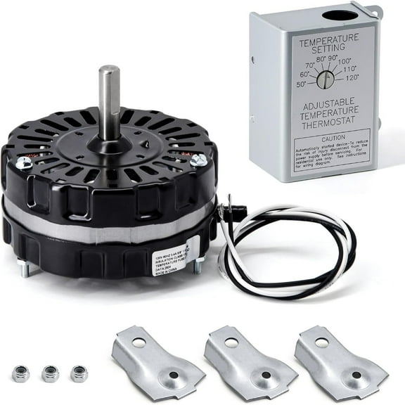 F0510B2944 Power Vent Attic Fan Motor & 58033 Adjustable Thermostat Switch Kit for Lomanco Lomancool 2000 & 1800 Series
