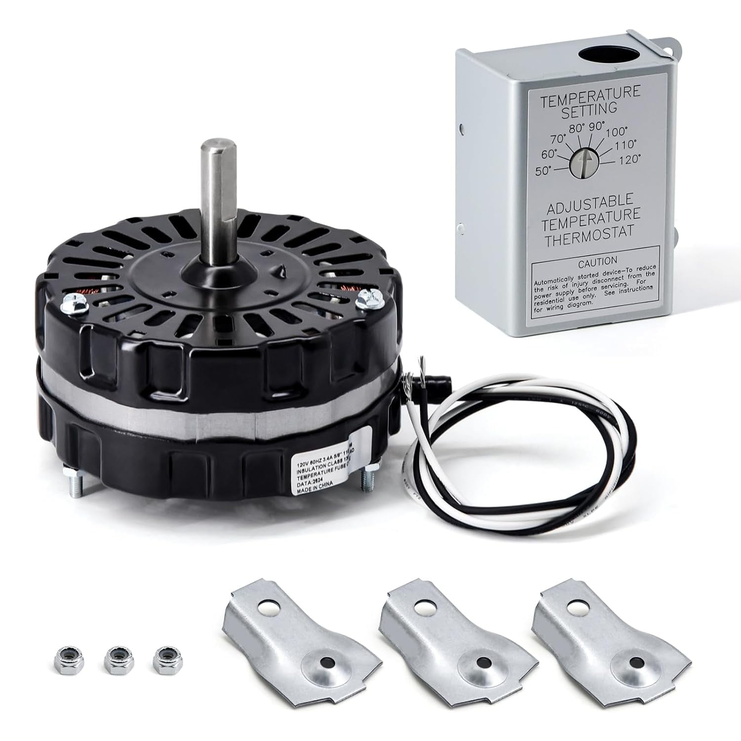 F0510B2944 Power Vent Attic Fan Motor & 58033 Adjustable Thermostat Switch Kit