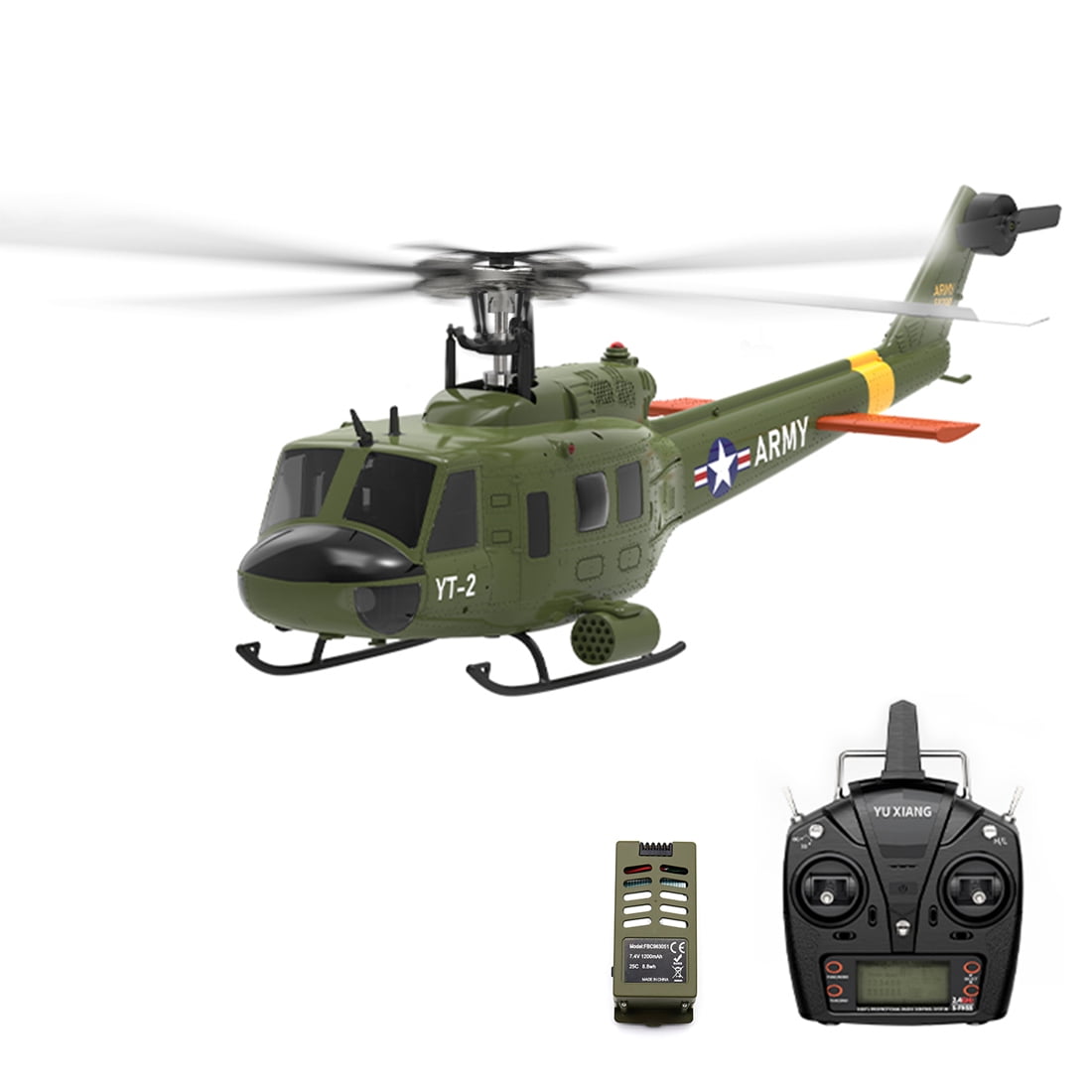 F07-V 6CH RC Helicopter, Flybarless UH-1 Huey Scale Model, 3D/6G Dual Mode Brushless Helicopter with Gyro Stabilization for Adults