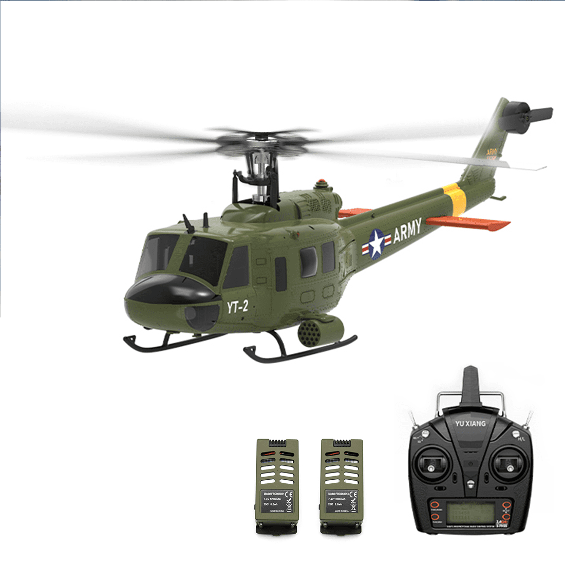 F07-V 6CH RC Helicopter, Flybarless UH-1 Huey Scale Model, 3D/6G Dual Mode Brushless Helicopter with Gyro Stabilization for Adults