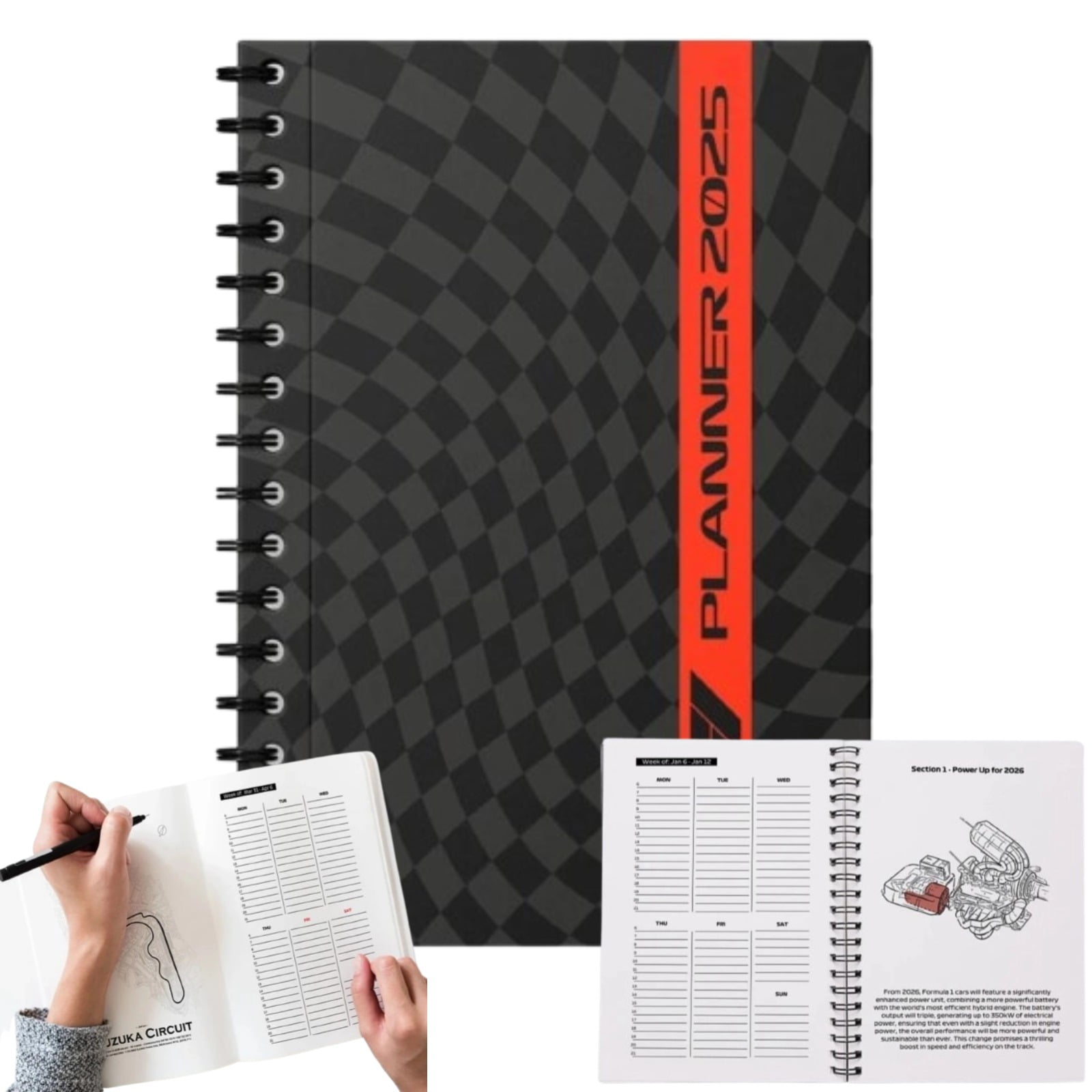 F1 2025 Planner, Formula1 Calendar, Daily Planner, Planner with F1 track Design, Calendars
