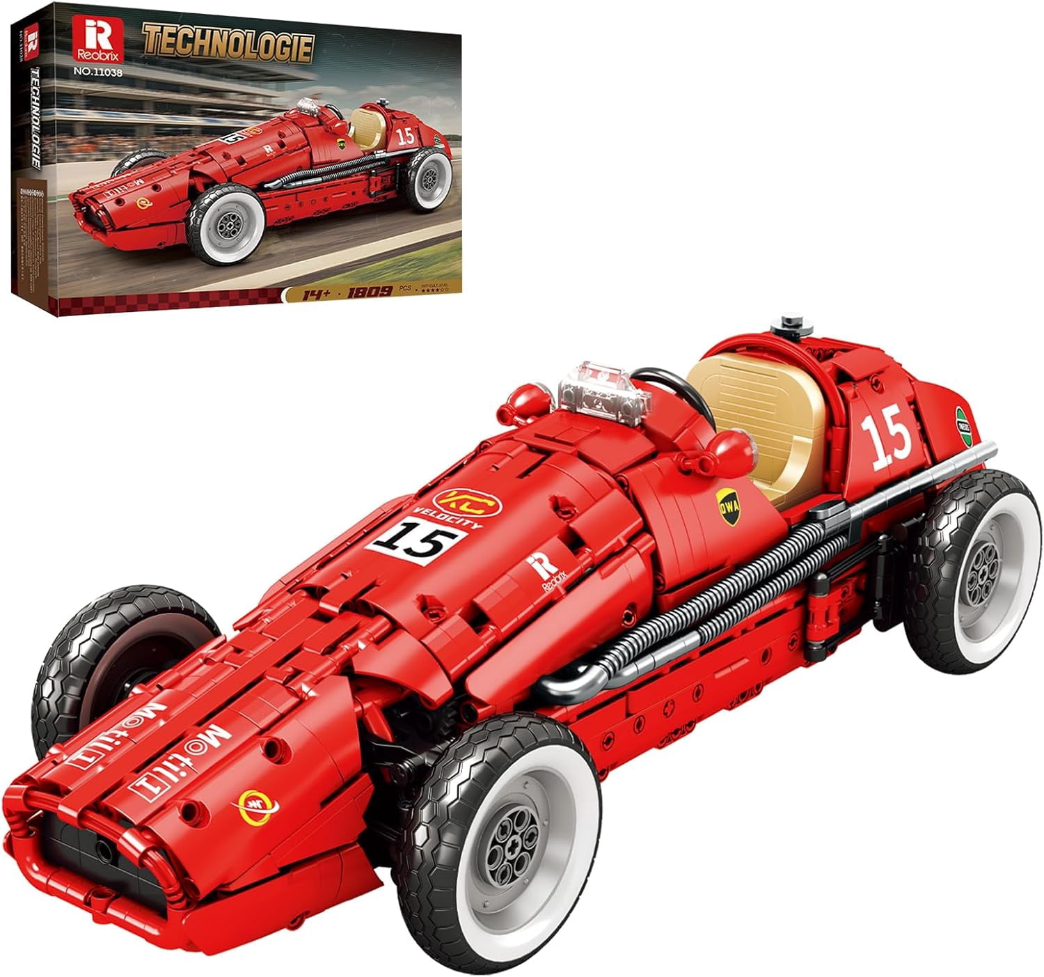 F1 Car Building Set for Adults, Retro Formula Racing Model Kit, Classic 1:8 Scale Collectible Race Car Building Blocks Kit for Home & Office Decor,1809 Pcs