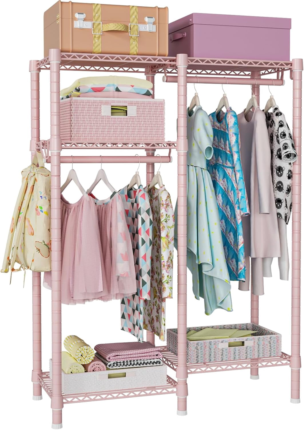 Clothes Rack for Kids, Baby, Students, and Children's Room, 4 Tiers ...
