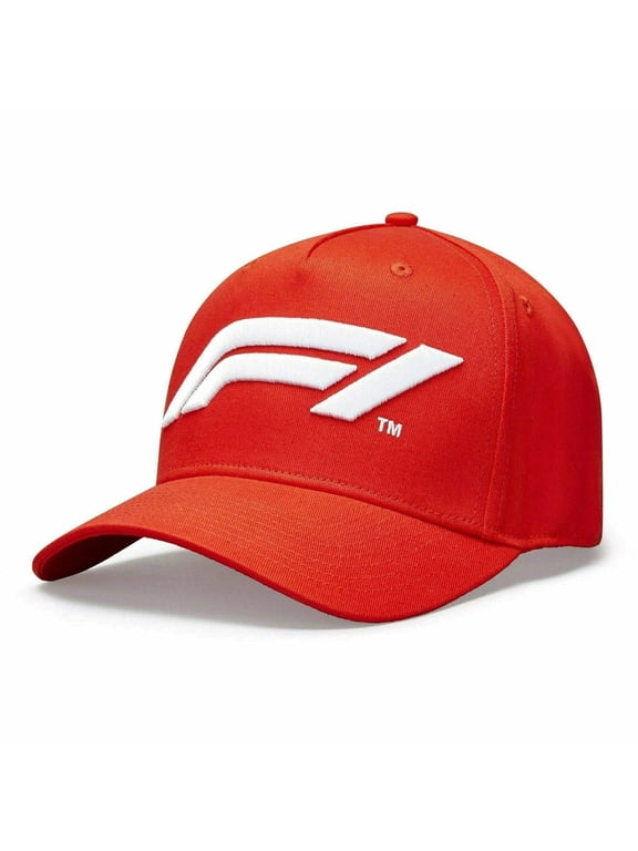F1 Collection Unisex Large Logo Baseball Black/White/Red Hat