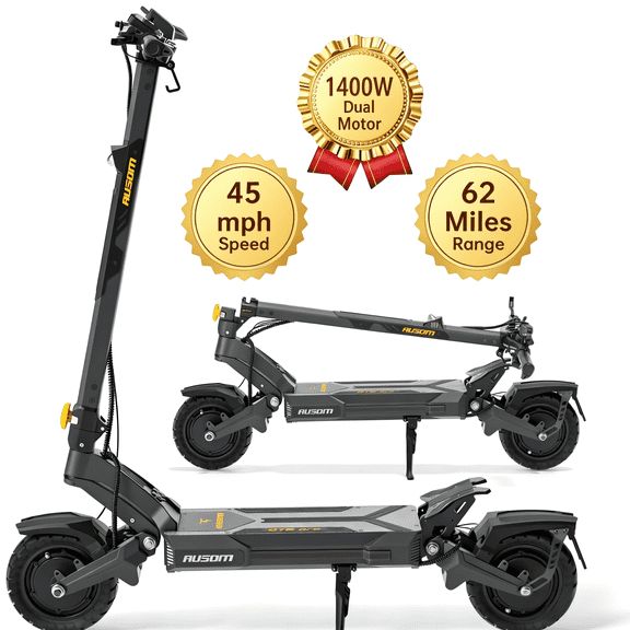 Ausom F1 MAX off Road Electric Scooter for Adults, 1400W Dual Motor, 62 Miles Range, 45 mph Speed, 72% Uphill, E-ABS & Hydraulic Brakes, NFC Lock, Foldable E-Scooter with Lighting for Riding