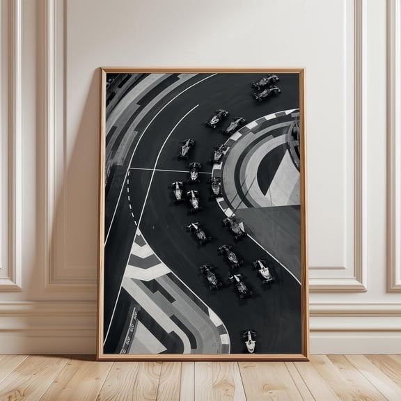 F1 Monaco Racetrack Wall Art, Black White Formula Photography Print, Motorsport Circuit Poster, Poster Only