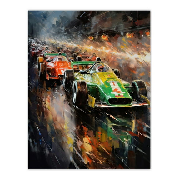F1 Motorsport Grid Start Moody Artwork Man Cave Painting Large Wall Art Poster Print Thick Paper 18X24 Inch