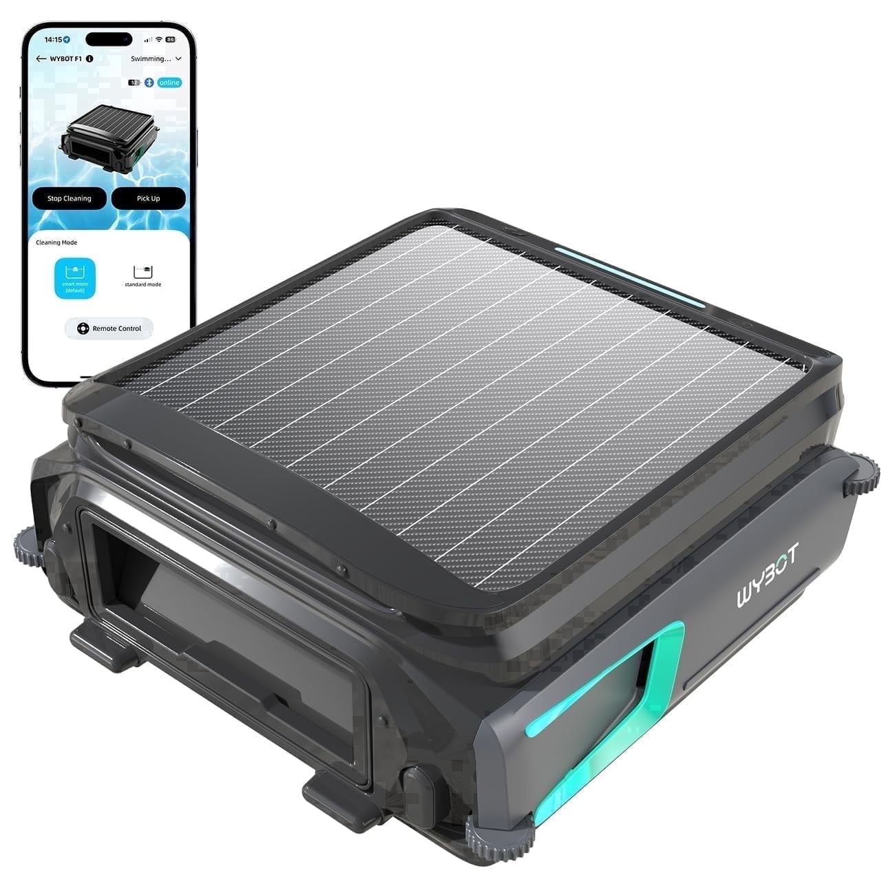 WYBOT F1 Pool Skimmer Robot Cleaner, App Remote Control, Automatic Solar Pool Cleaner, Water Clarification, Obstacle Avoidance, Anti-Stranding, Ideal for All Swimming Pool Types