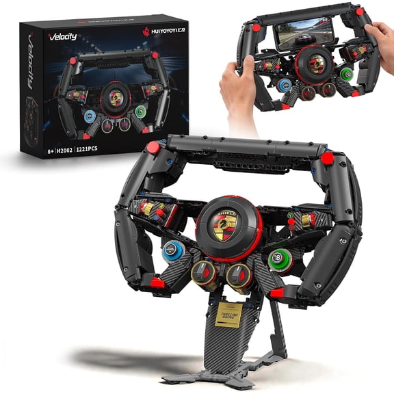 F1 Racing Steering Wheels Building Set, Sim GT Car Driving Wheel-1221 PCS | Compatible with LEGO F1 Merchandise Construction Toy for Home Office Decor, Gifts for Technic Adults Teens Boys 10+