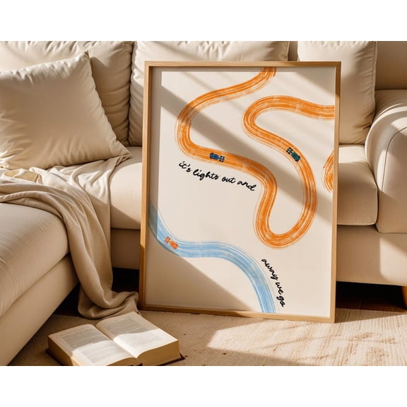 F1 Racing Watercolor Track Art Poster Lights Out and Away We Go 8x12 UNFRAMED