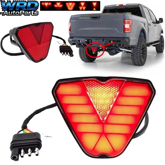F1 Style Hitch Cover LED Brake Sequential Signal Light 2" Receiver Red Reflector Tow Truck Universal 4-in-1 Function - Sequential Signal/Brake/Reverse/Runing Light