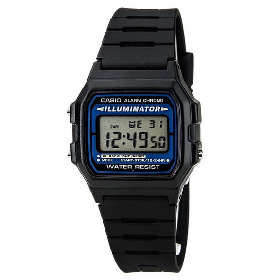 F105W-1A Men's Black Casual Classic Alarm Chrono Illuminator Digital Watch