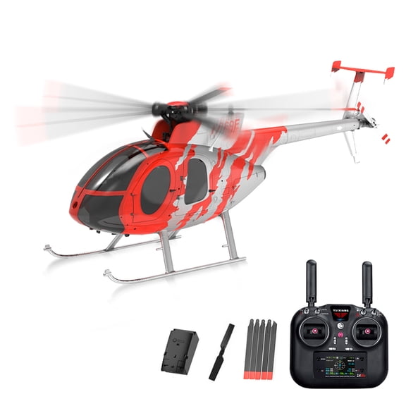 F119S MD500 Little Bird Smart GPS RC Helicopter with LED Lights, 1/16 Scale 2.4G 9CH Single-Rotor Brushless RC Helicopter with Optical Flow, Altitude Hold, One-Key Takeoff/Landing for Advanced Pilots