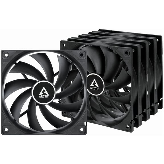 F12 (5 Pack) - PC Fans, 120mm Standard Case Fan, Low Noise, Quiet Motor, Computer, Fan Speed: 1350 RPM Black