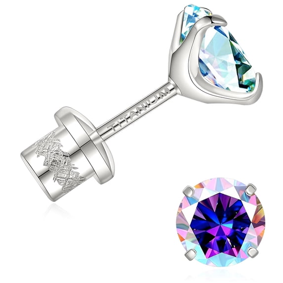F136 Titanium Stud Earrings for Men Women Hypoallergenic Moissanite Screw Back Earrings with VVS Clarity Exquisite