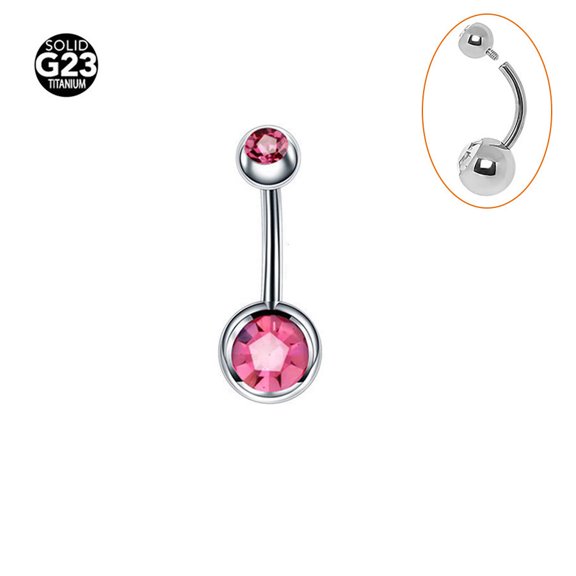 F136 titanium alloy double-sphere encapsulated diamond belly button ring/navel stud