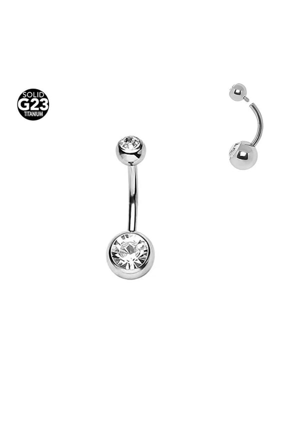 F136 titanium alloy double-sphere encapsulated diamond belly button ring/navel stud