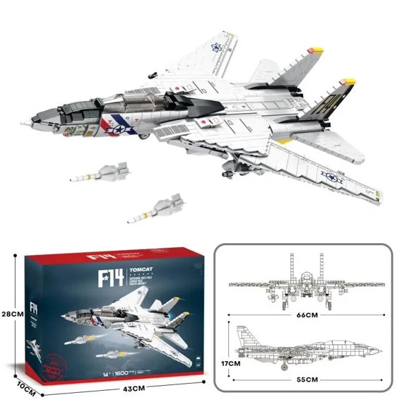 F14 Tomcat Fighter Jet Building Blocks 1443PCS Military Aircraft Model Bricks Educational DIY Toy Collectors Gift Boys Gift