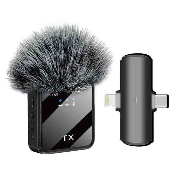 F15 2 in 1 Wireless Lavalier Microphone for iPhone/Android/Camera,65ft Transmission, Noise Reduction Lapel Mic for Record Interview, Vlogs, YouTube, Tiktok