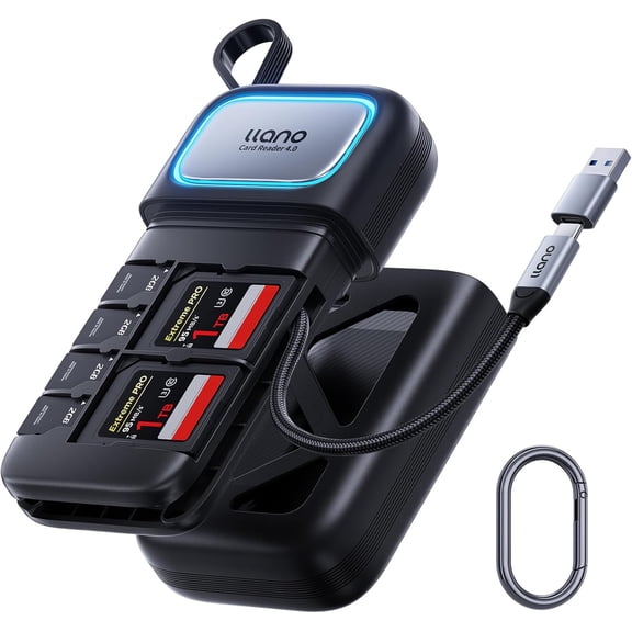 F15 2-in-1 High-Speed SD/Micro SD Card Reader Adapter(UHS-II Supported),Holder Case, Built-in Slot Storage, Compatible with iPhone, Android, PC, MacBook, Laptop, Dual Slot, USB Type-C 3.2 Gen1