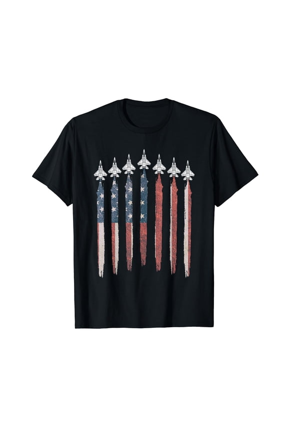 F15 Eagle Fighter Jet USA Flag Airplane F-15 4th Of July T-Shirt